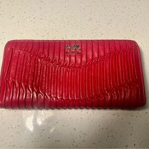 Coach Magenta (pinkish red) Leather Wallet